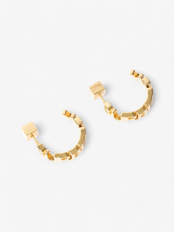 Burberry Logo Hoop Earrings Gold Base Metal