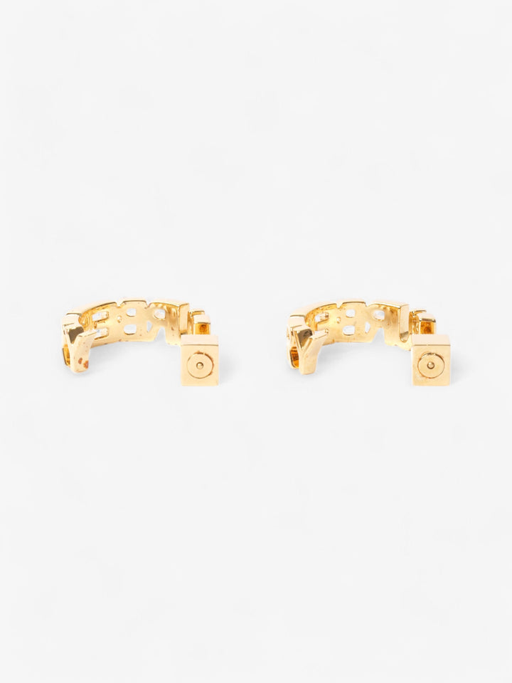 Burberry Logo Hoop Earrings Gold Base Metal