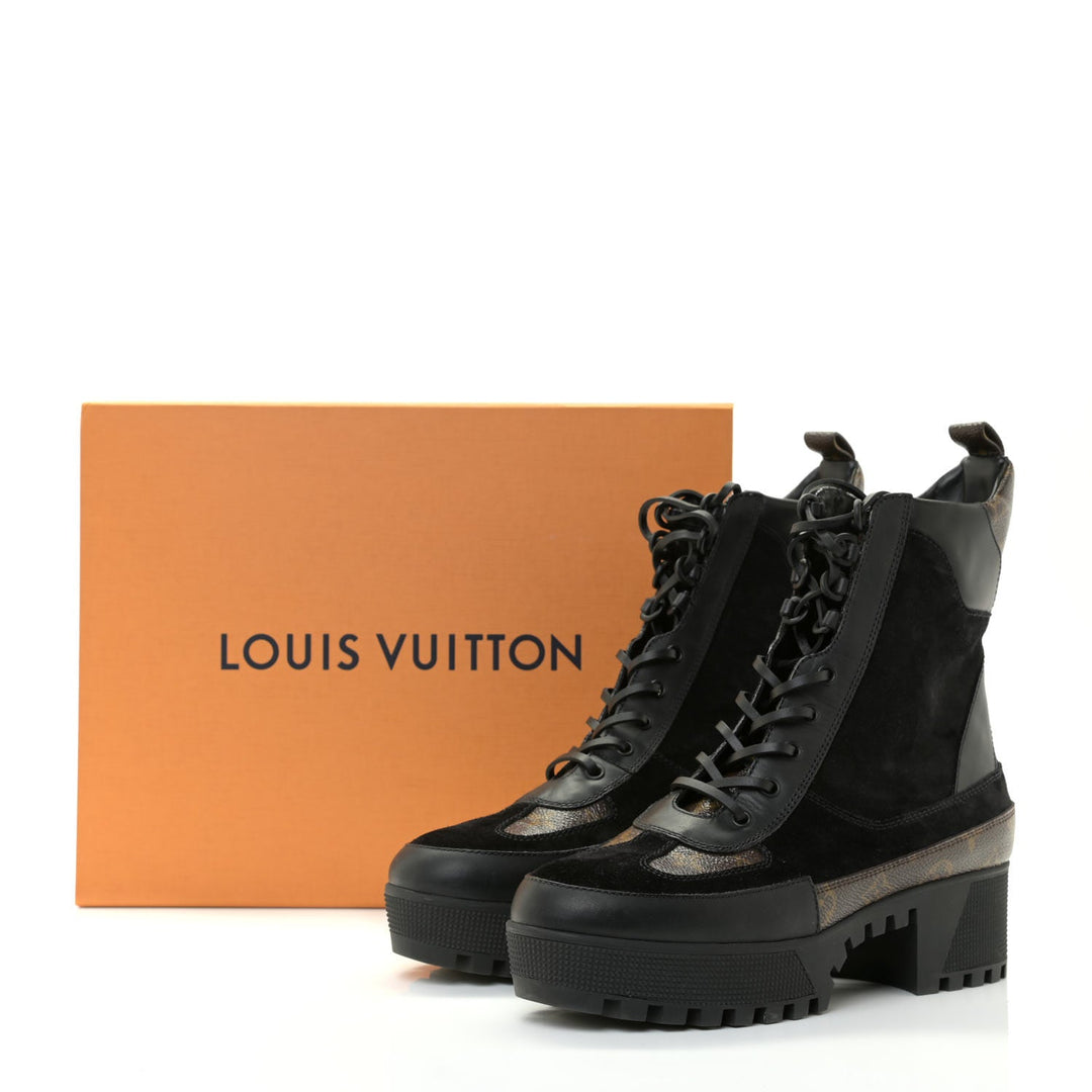 LOUIS VUITTON MONOGRAM SUEDE CALFSKIN LAUREATE DESERT BOOTS