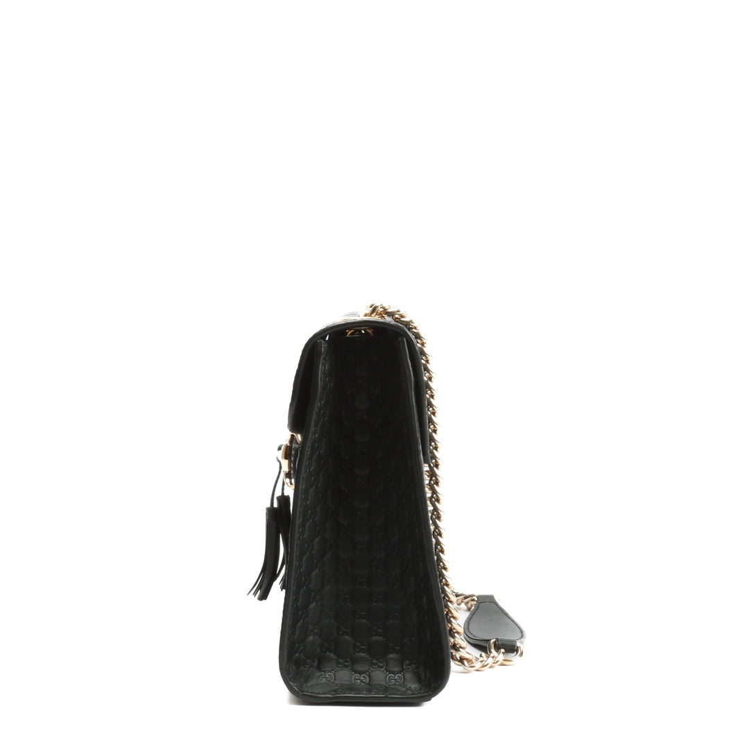 GUCCI Emily Guccissima Chain Shoulder Bag - Black