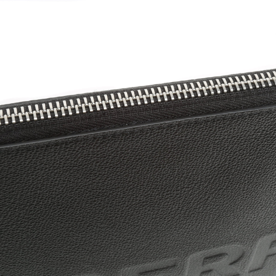 BURBERRY Embossed Leather Pouch - Black