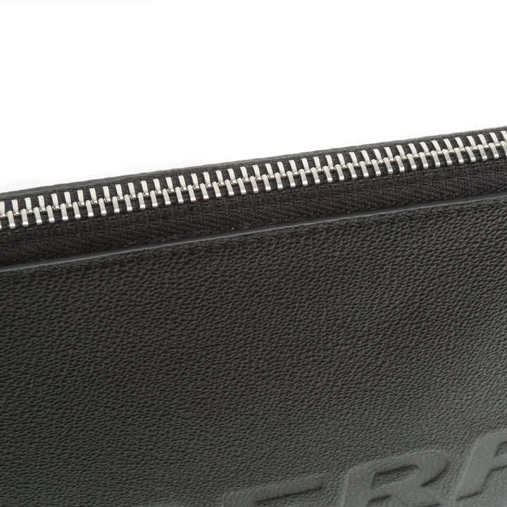 BURBERRY Embossed Leather Pouch - Black