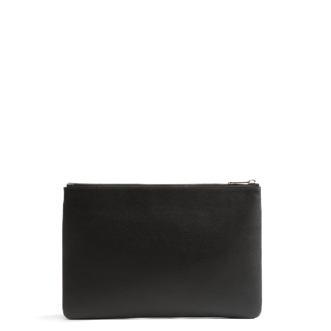 BURBERRY Embossed Leather Pouch - Black
