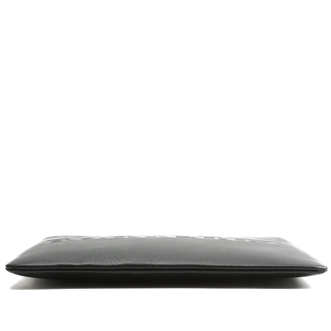 BURBERRY Embossed Leather Pouch - Black