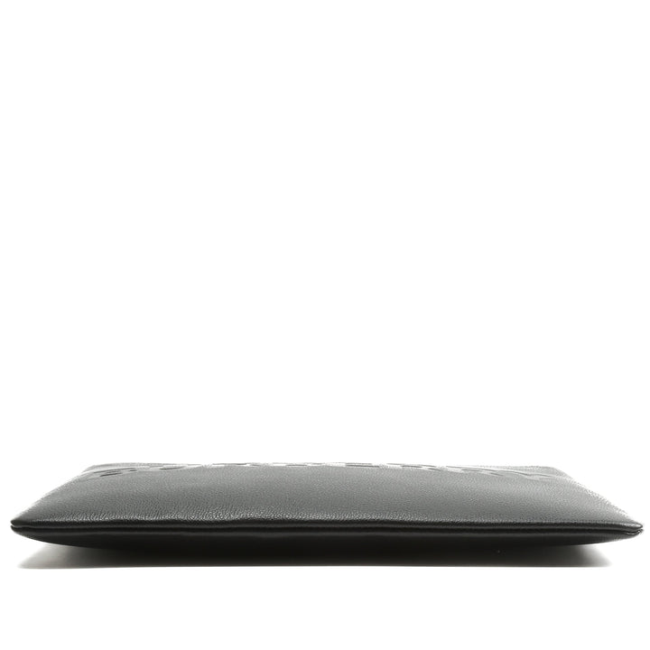 BURBERRY Embossed Leather Pouch - Black