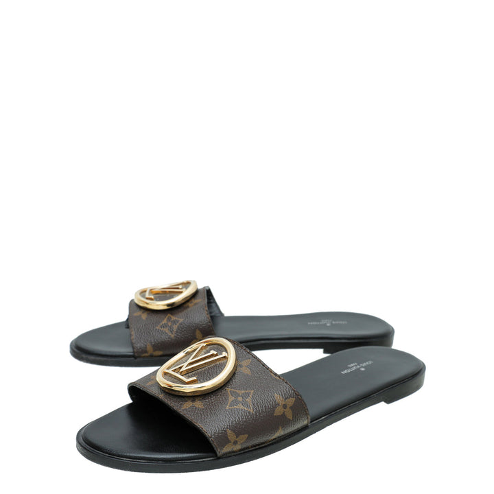 Louis Vuitton Monogram Lock It Flat Mules 41