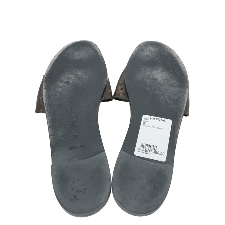 Louis Vuitton Monogram Lock It Flat Mules 41