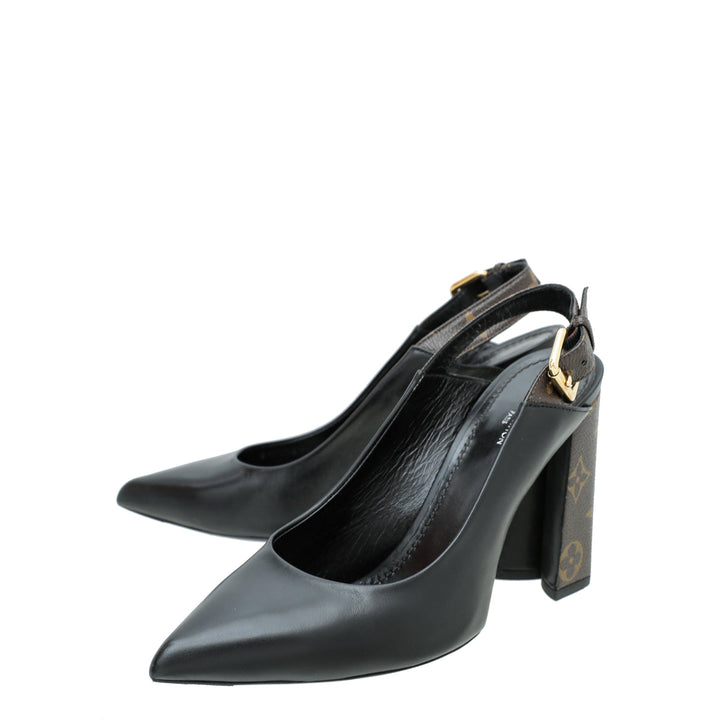 Louis Vuitton Monogram Black Matchmake Slingback Pump 39