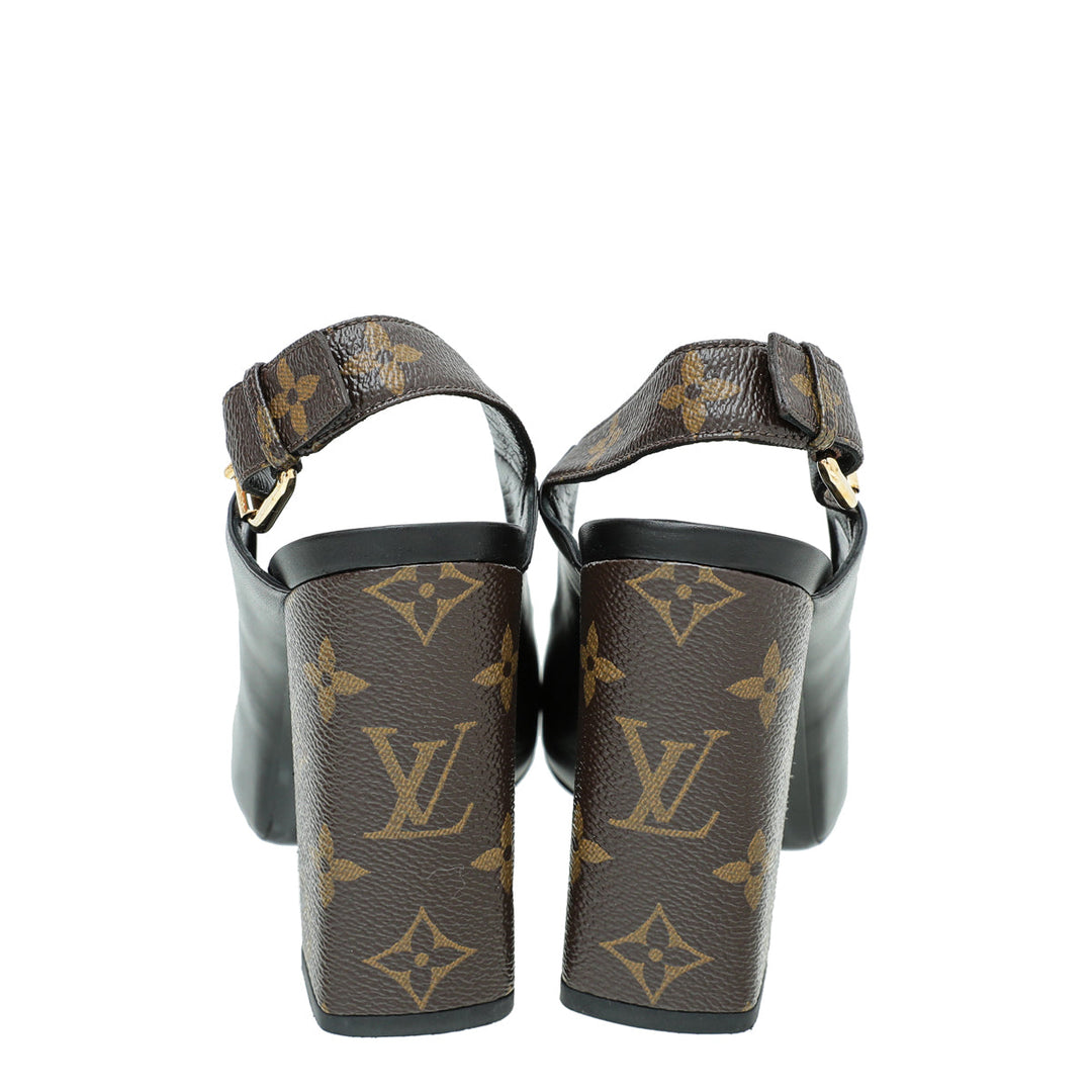 Louis Vuitton Monogram Black Matchmake Slingback Pump 39