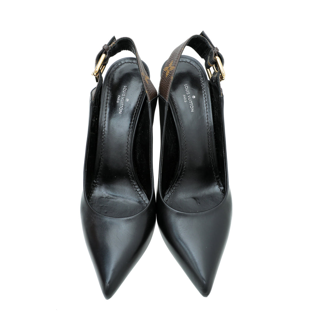 Louis Vuitton Monogram Black Matchmake Slingback Pump 39