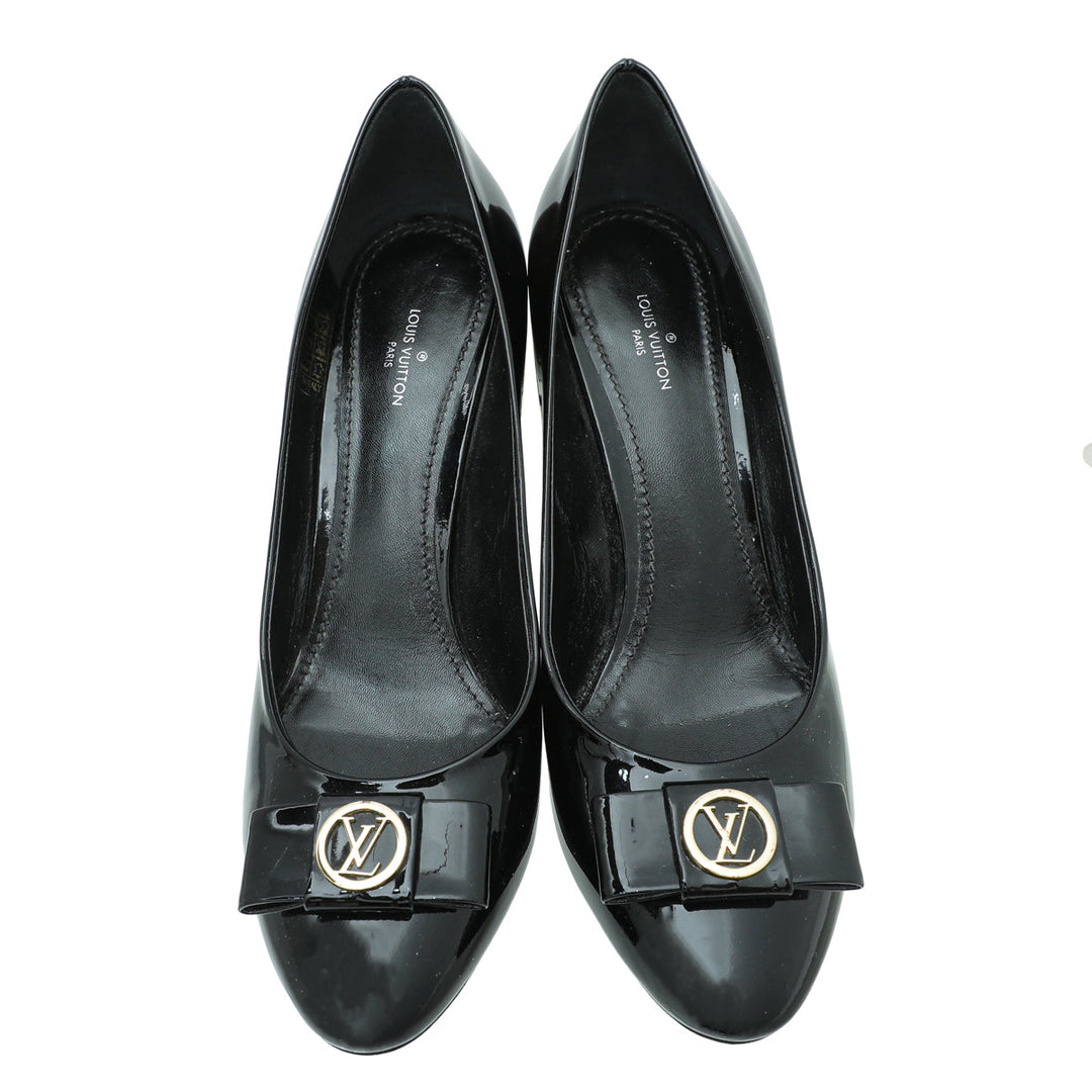Louis Vuitton Black Peep Toe Logo Pump 39