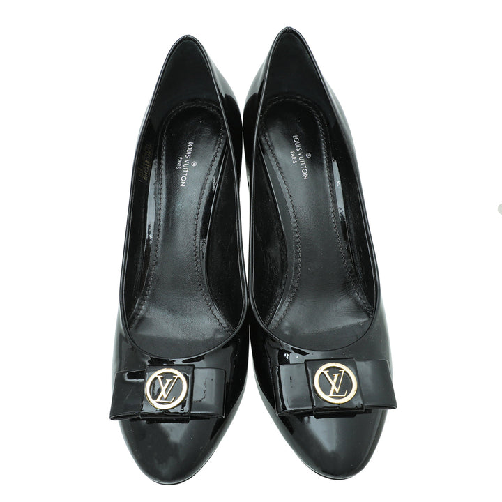Louis Vuitton Black Peep Toe Logo Pump 39
