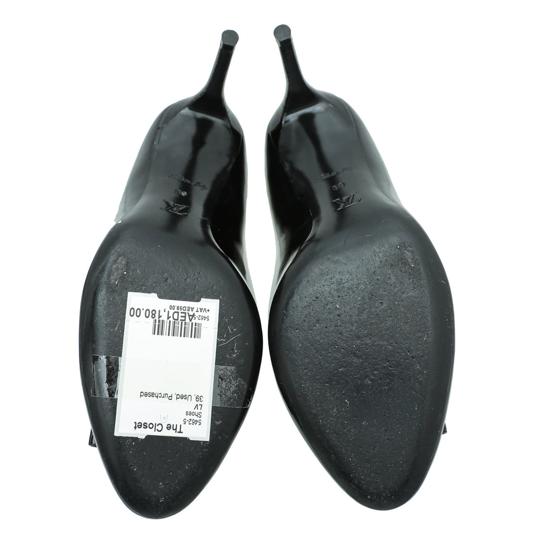Louis Vuitton Black Peep Toe Logo Pump 39