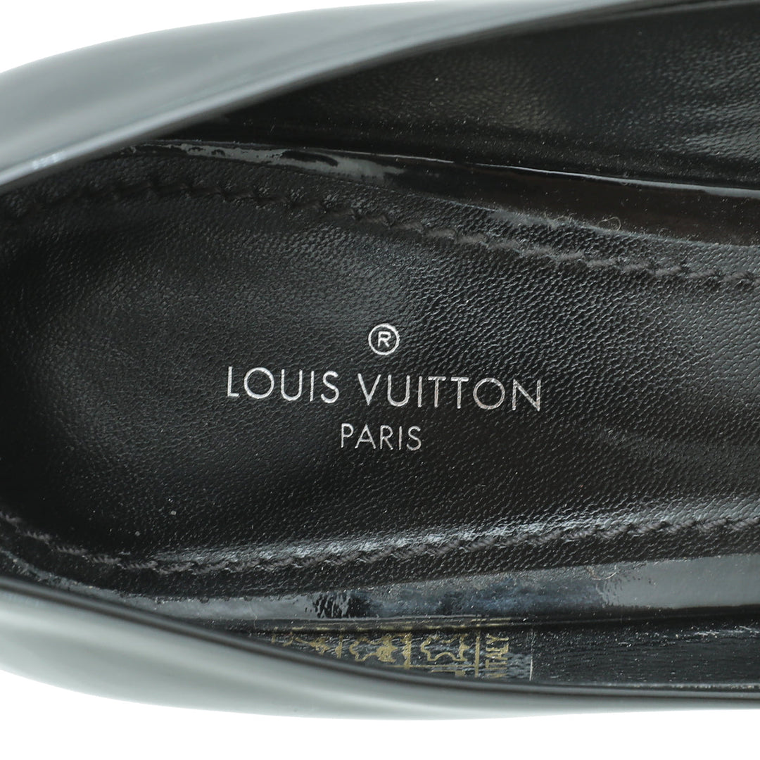 Louis Vuitton Black Peep Toe Logo Pump 39