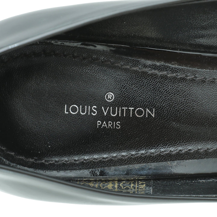 Louis Vuitton Black Peep Toe Logo Pump 39