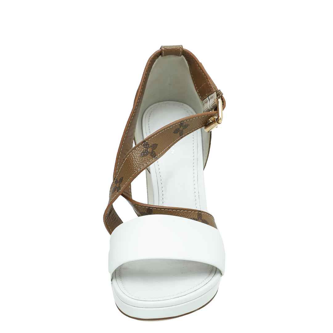 Louis Vuitton Reverse Monogram White Matchmake Cross Sandals 38