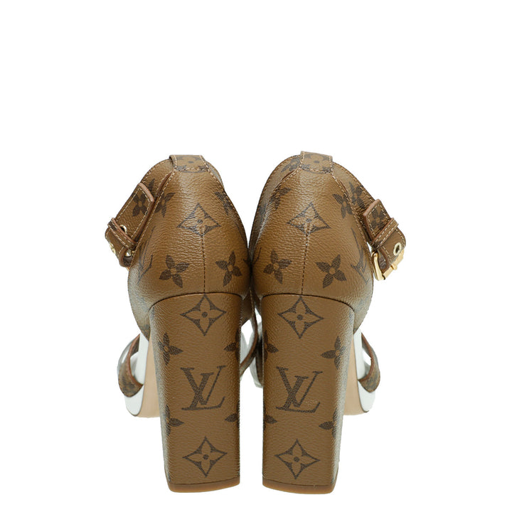 Louis Vuitton Reverse Monogram White Matchmake Cross Sandals 38