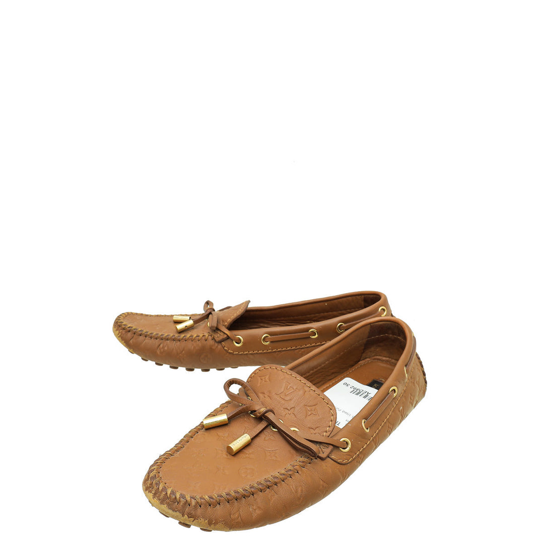 Louis Vuitton Brown Monogram Embossed Gloria Flat Loafer 36.5
