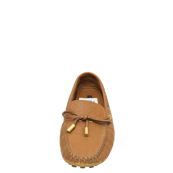Louis Vuitton Brown Monogram Embossed Gloria Flat Loafer 36.5