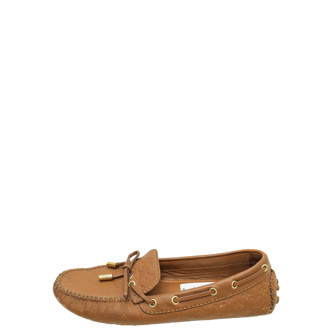Louis Vuitton Brown Monogram Embossed Gloria Flat Loafer 36.5