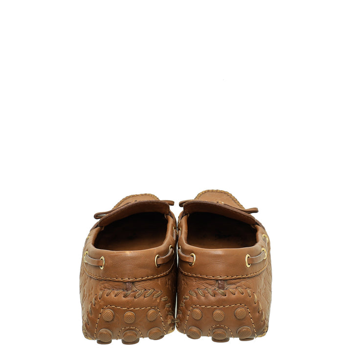 Louis Vuitton Brown Monogram Embossed Gloria Flat Loafer 36.5