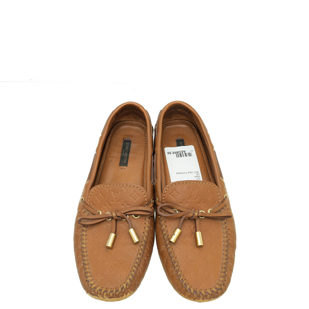 Louis Vuitton Brown Monogram Embossed Gloria Flat Loafer 36.5