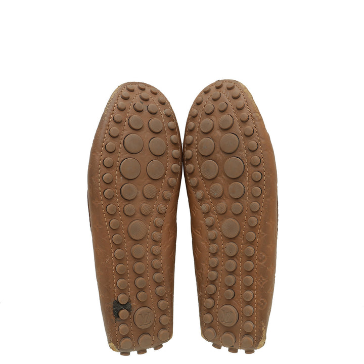 Louis Vuitton Brown Monogram Embossed Gloria Flat Loafer 36.5