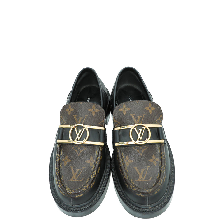 Louis Vuitton Bicolor Monogram Calf Academy Loafers 37.5