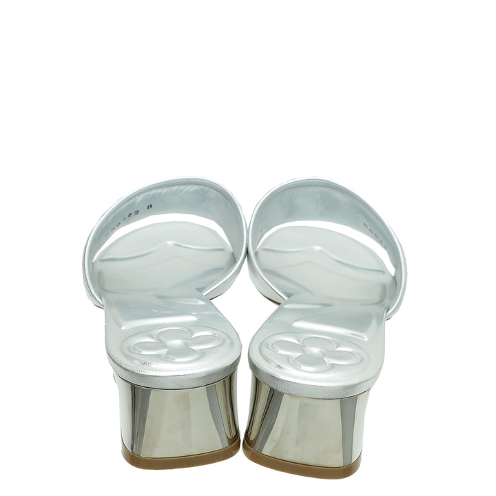 Louis Vuitton Metallic Silver Magnetic Mules 37.5