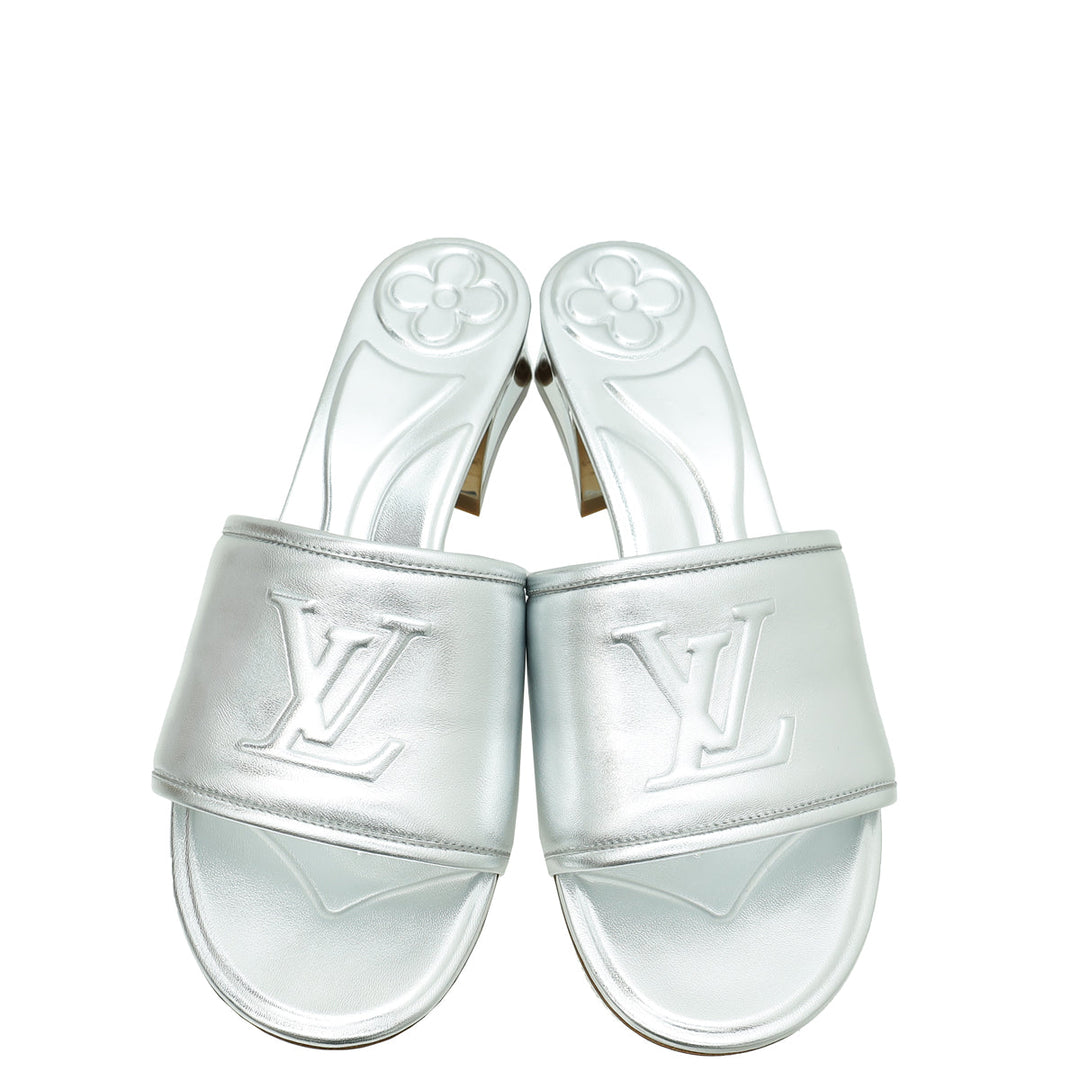 Louis Vuitton Metallic Silver Magnetic Mules 37.5