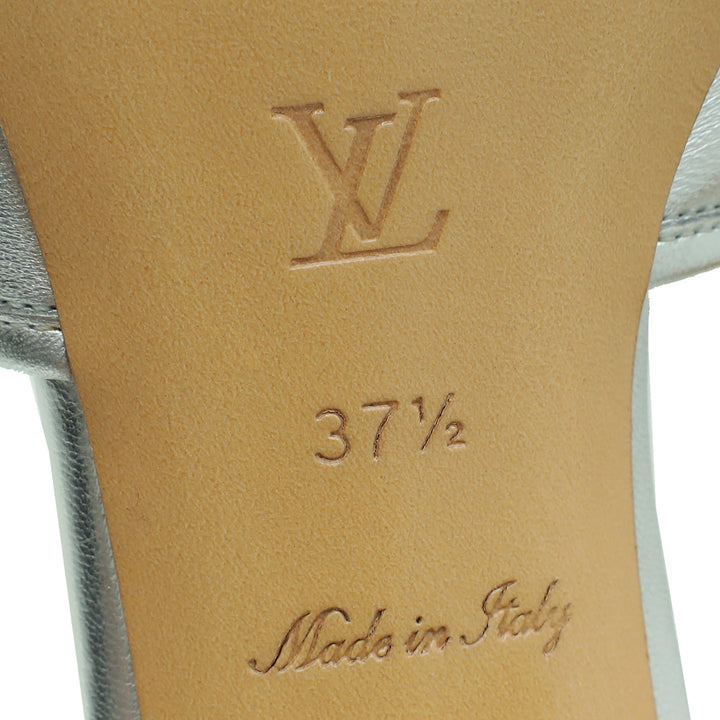 Louis Vuitton Metallic Silver Magnetic Mules 37.5