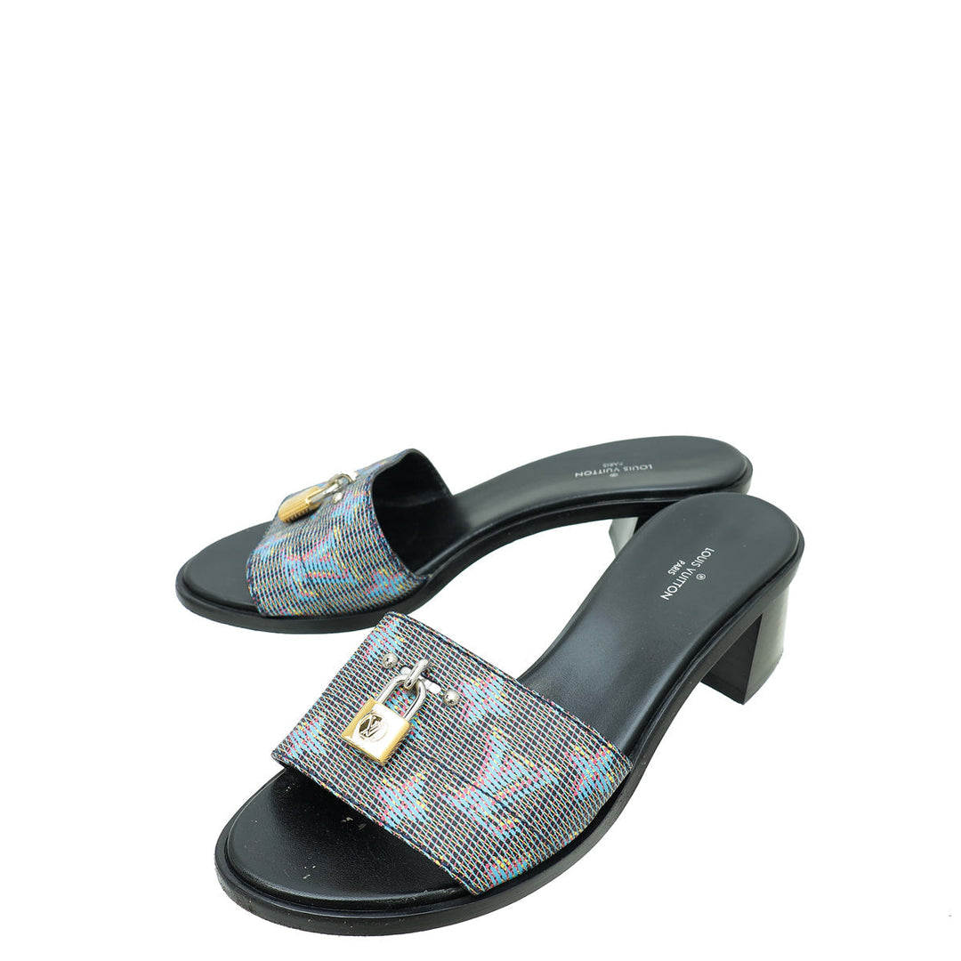 Louis Vuitton Blue Monogram Blue Pop Lock It Mules 37