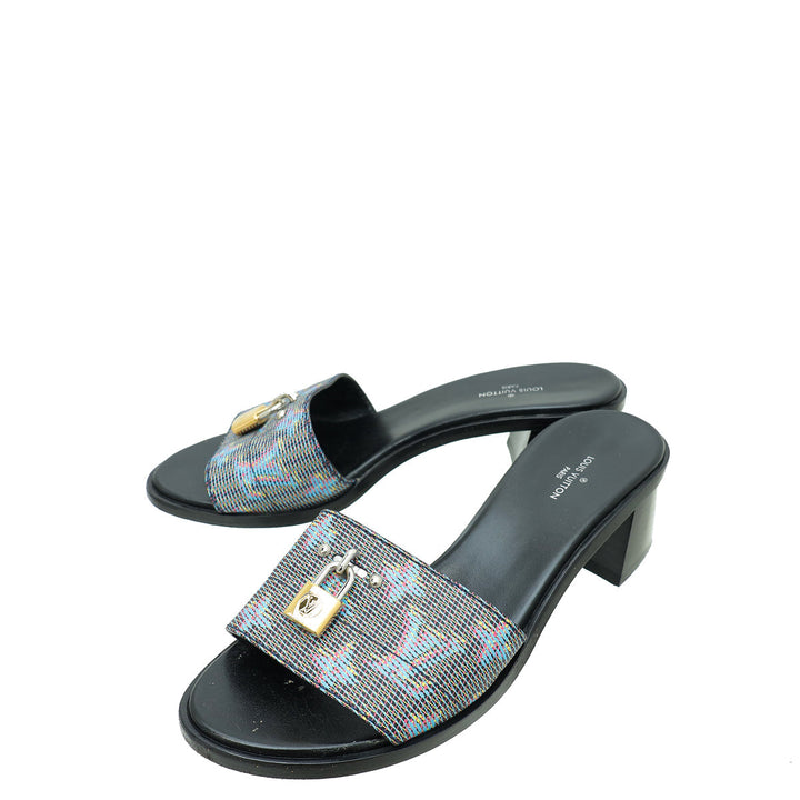 Louis Vuitton Blue Monogram Blue Pop Lock It Mules 37
