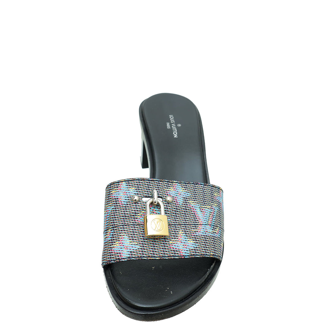 Louis Vuitton Blue Monogram Blue Pop Lock It Mules 37