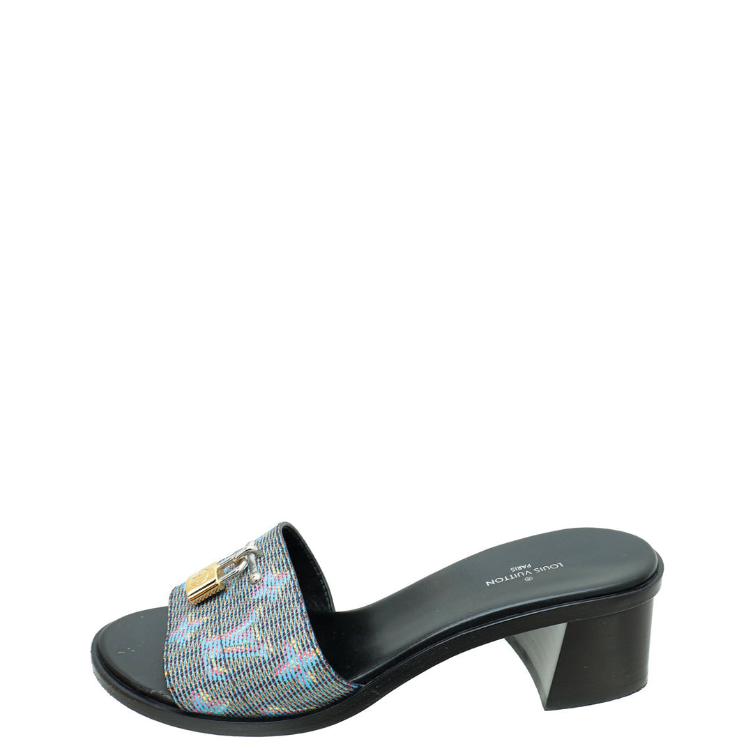 Louis Vuitton Blue Monogram Blue Pop Lock It Mules 37