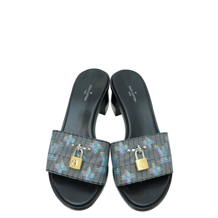 Louis Vuitton Blue Monogram Blue Pop Lock It Mules 37