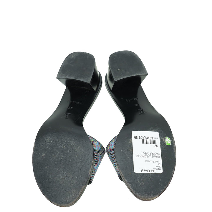 Louis Vuitton Blue Monogram Blue Pop Lock It Mules 37