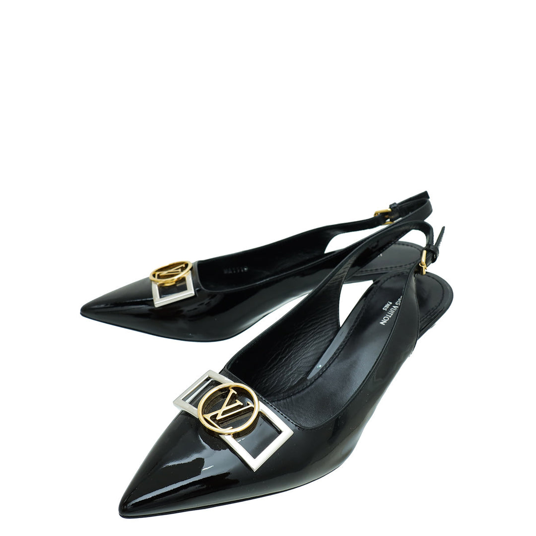 Louis Vuitton Black Vernis Insider Slingback Pump 37