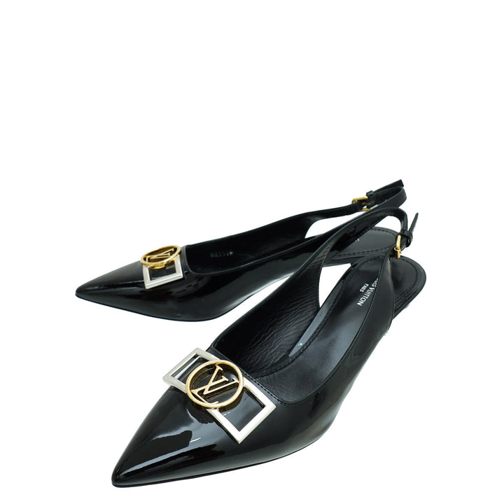 Louis Vuitton Black Vernis Insider Slingback Pump 37