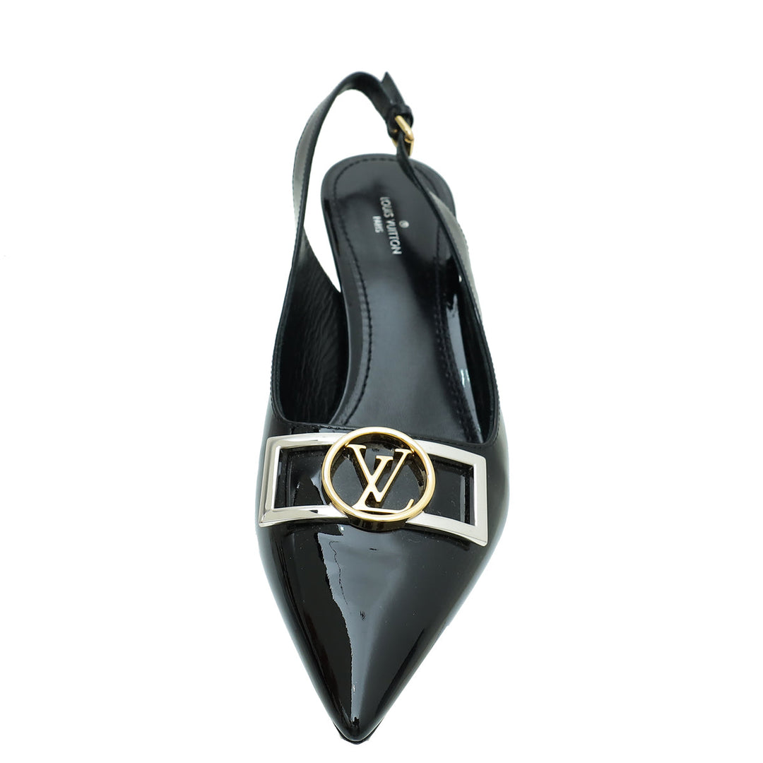 Louis Vuitton Black Vernis Insider Slingback Pump 37