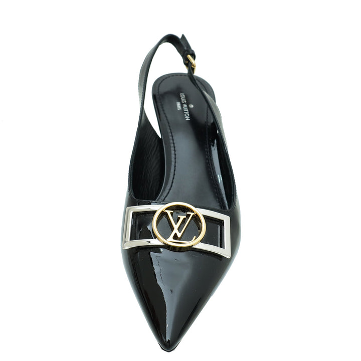 Louis Vuitton Black Vernis Insider Slingback Pump 37