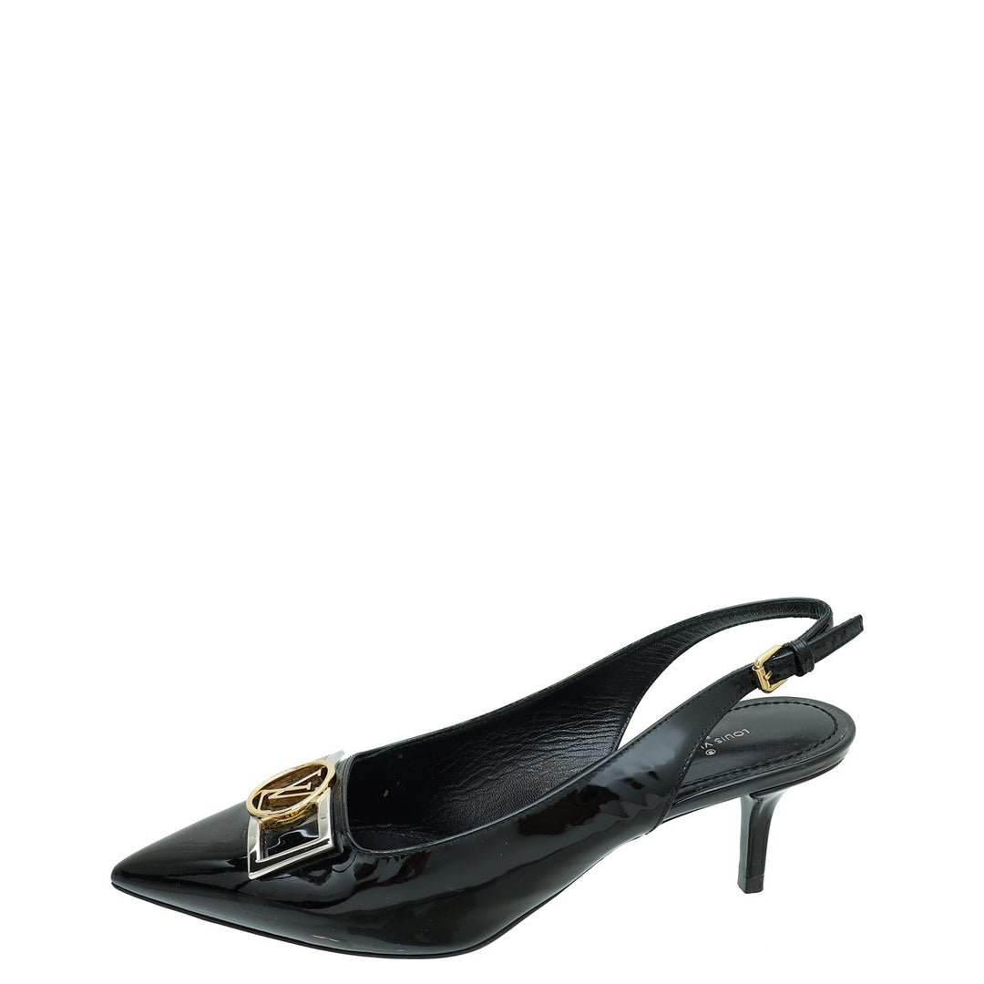 Louis Vuitton Black Vernis Insider Slingback Pump 37