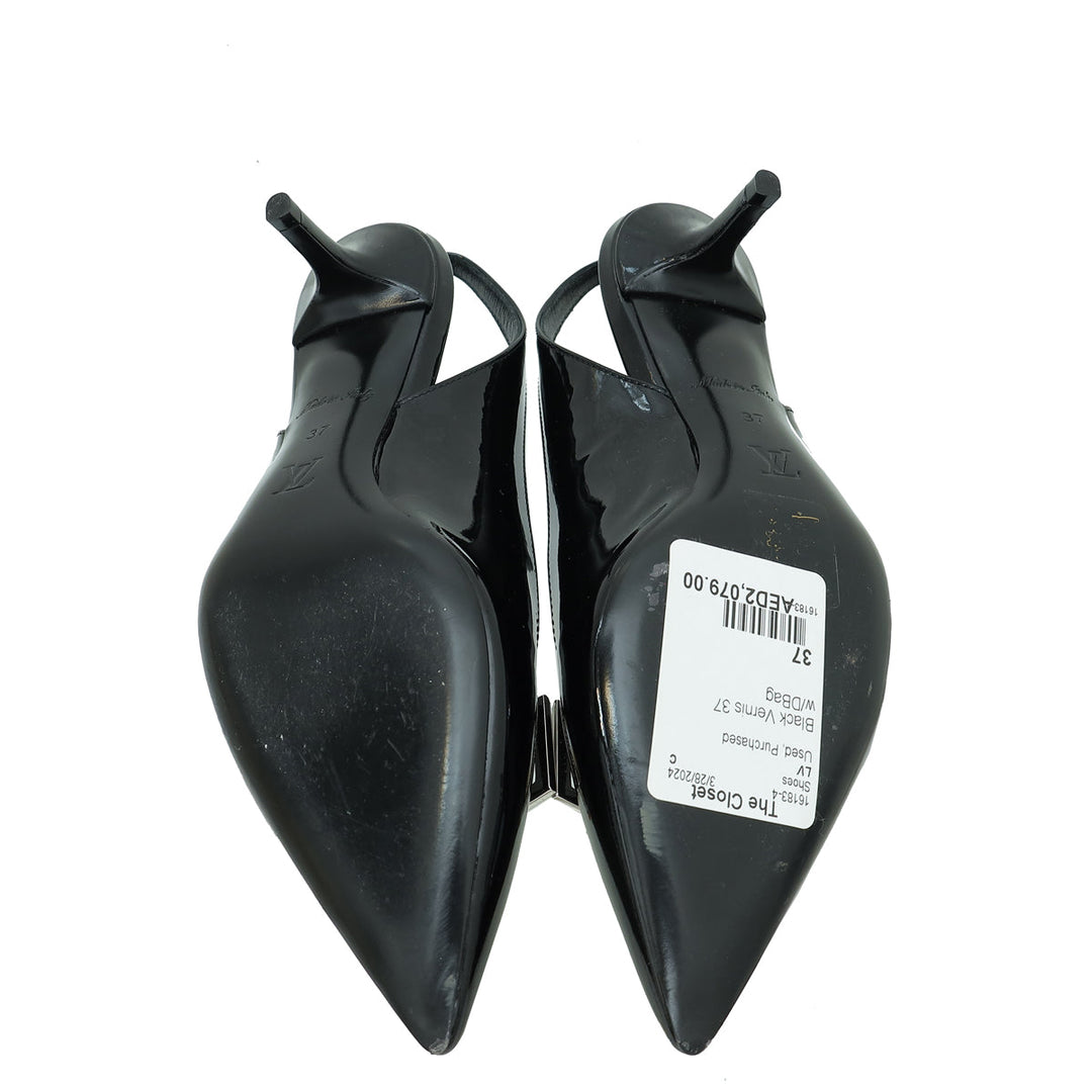 Louis Vuitton Black Vernis Insider Slingback Pump 37