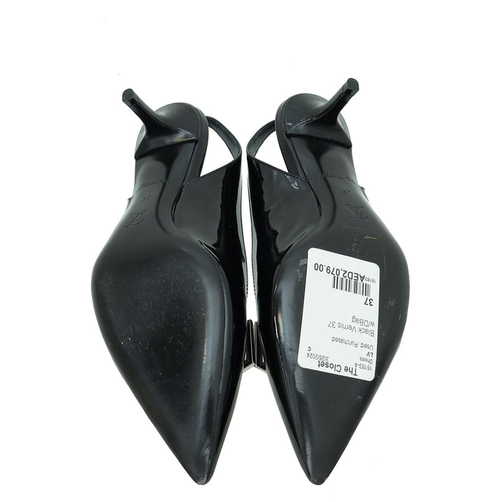 Louis Vuitton Black Vernis Insider Slingback Pump 37