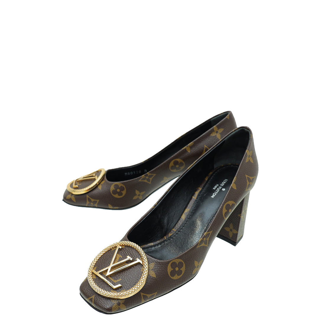 Louis Vuitton Monogram Madeleine Block Heel Pump 37