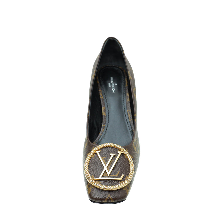 Louis Vuitton Monogram Madeleine Block Heel Pump 37