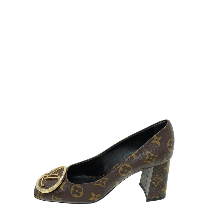 Louis Vuitton Monogram Madeleine Block Heel Pump 37