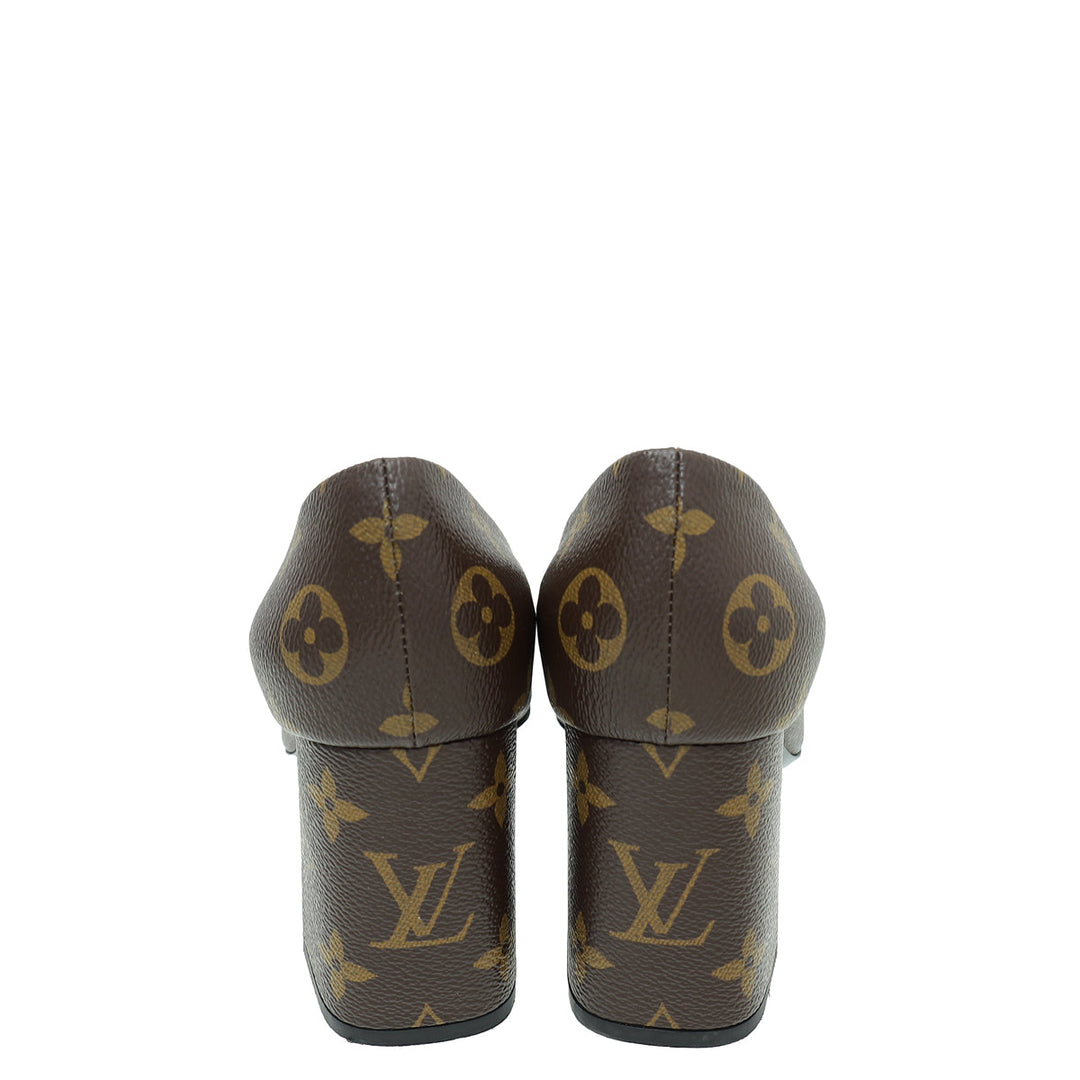 Louis Vuitton Monogram Madeleine Block Heel Pump 37