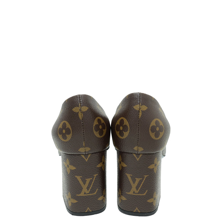 Louis Vuitton Monogram Madeleine Block Heel Pump 37