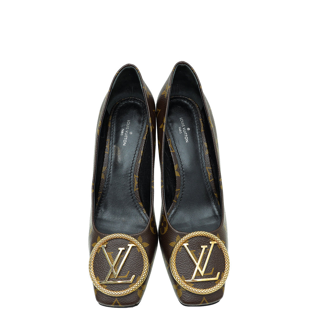 Louis Vuitton Monogram Madeleine Block Heel Pump 37